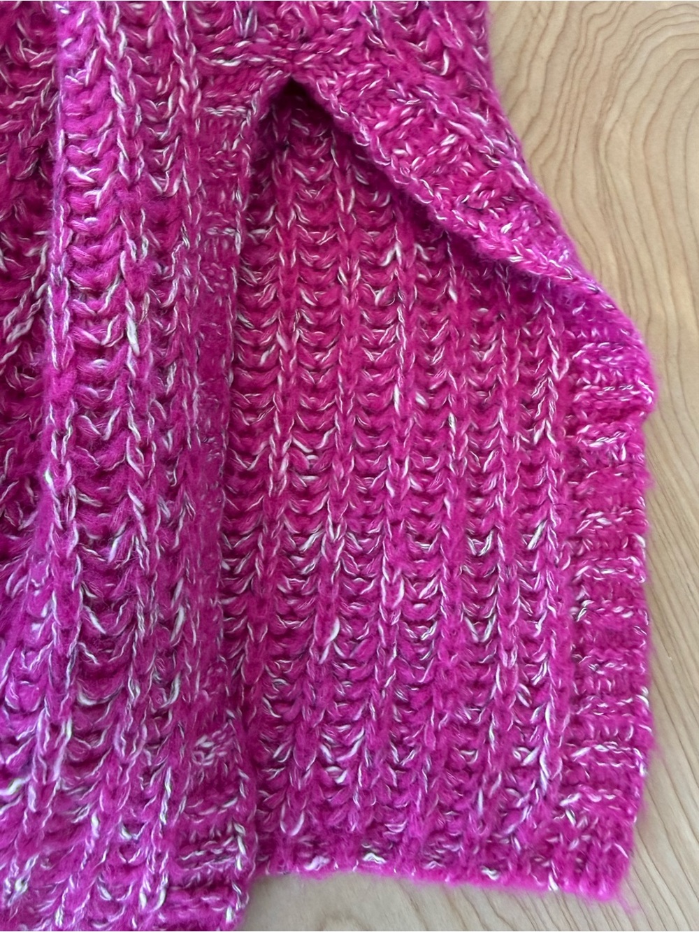 Pilcro Hot Pink Chunky Ribbed Mock Neck Sweater  Large - Picture 5 of 10